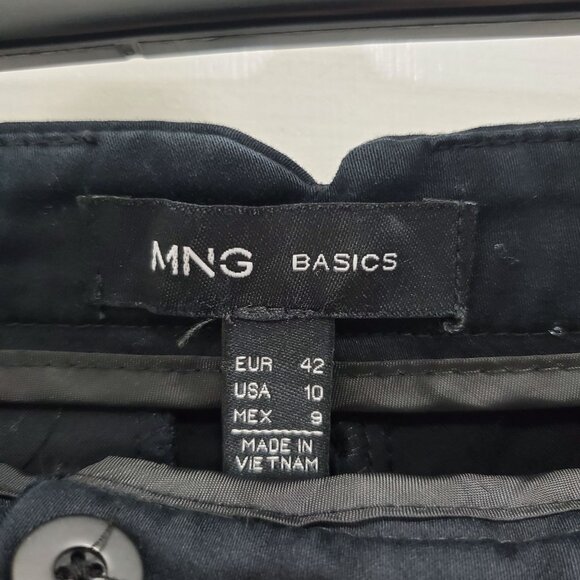 MNG Basics Women's Black Flat Front Slim Ankle Crop Career Pants Size US 10 - Picture 3 of 5